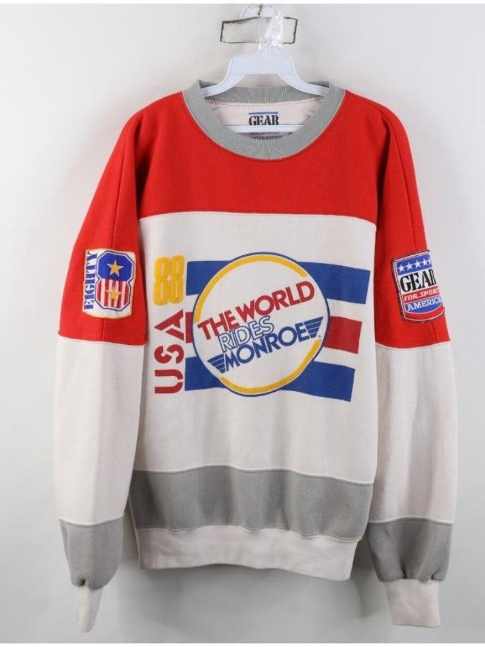 Vintage 80s Mens Medium Monroe Shocks Struts Car Racing Crewneck Sweatshirt
